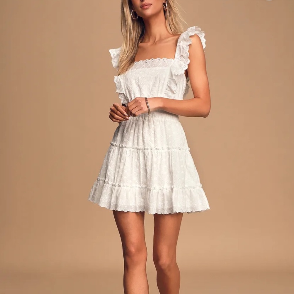 White eyelet mini dress from Lulus